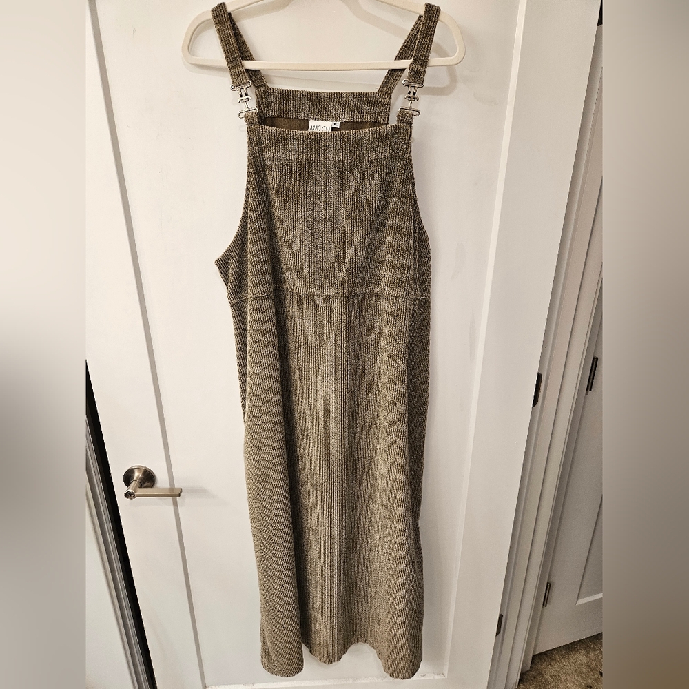 Vintage - "Match" Cotton Corduroy Tan Maxi Jumper Dress - Size XL